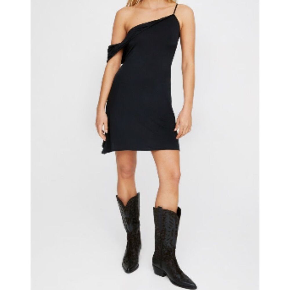 Nasty Gal Women’s Black One-Shoulder Asymmetrical Mini Dress Size 8 Twisted